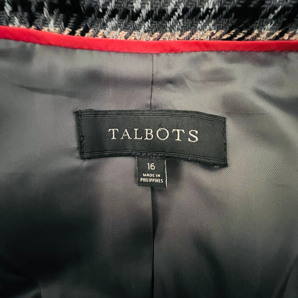 Talbots Houndstooth Plaid Blazer Jacket Size 16 Double Breasted Preppy - Picture 10 of 12